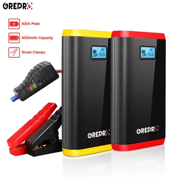 

9000mAh 12V Car Jump Starter 500A Vehicle Emergency Battery Auto External Battery Booster Multi-function Car Starter Power Bank