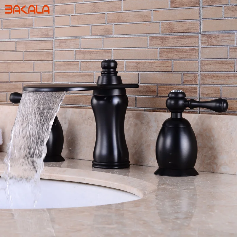 Luxury 3 pcs Set Faucet Bathroom Mixer Deck Mounted Sink Tap Basin Faucet Set Black ORB Finish Mixer Tap Faucet Luxury 3 pcs Set Faucet Bathroom Mixer Deck Mounted Sink Tap Basin Faucet Set Black ORB Finish Mixer Tap Faucet