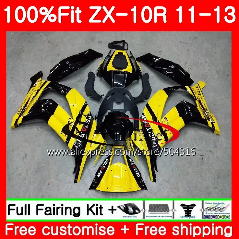 Впрыска для Kawasaki Ninja ZX 10 R желтый черный ZX10R 19sh19 ZX 10R 11 12 13 14 15 ZX-10R 2011 2012 2013 обтекатель - Цвет: No.  1