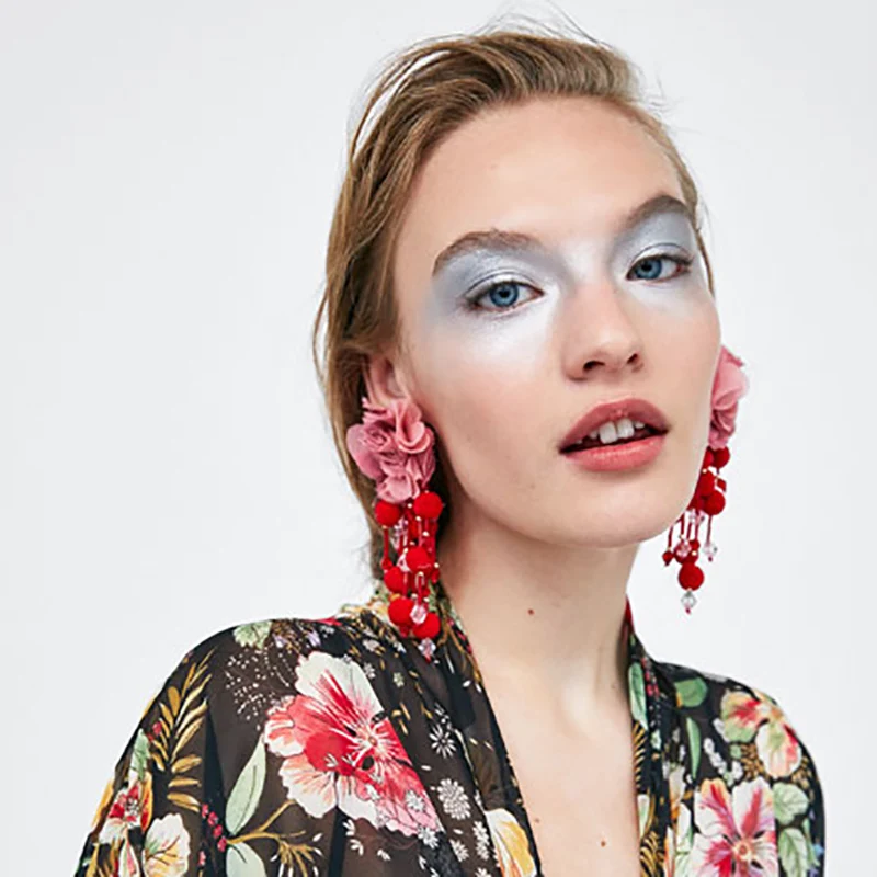 Женские длинные серьги подвески Boho с кисточками в цветочек|Серьги-подвески| |
