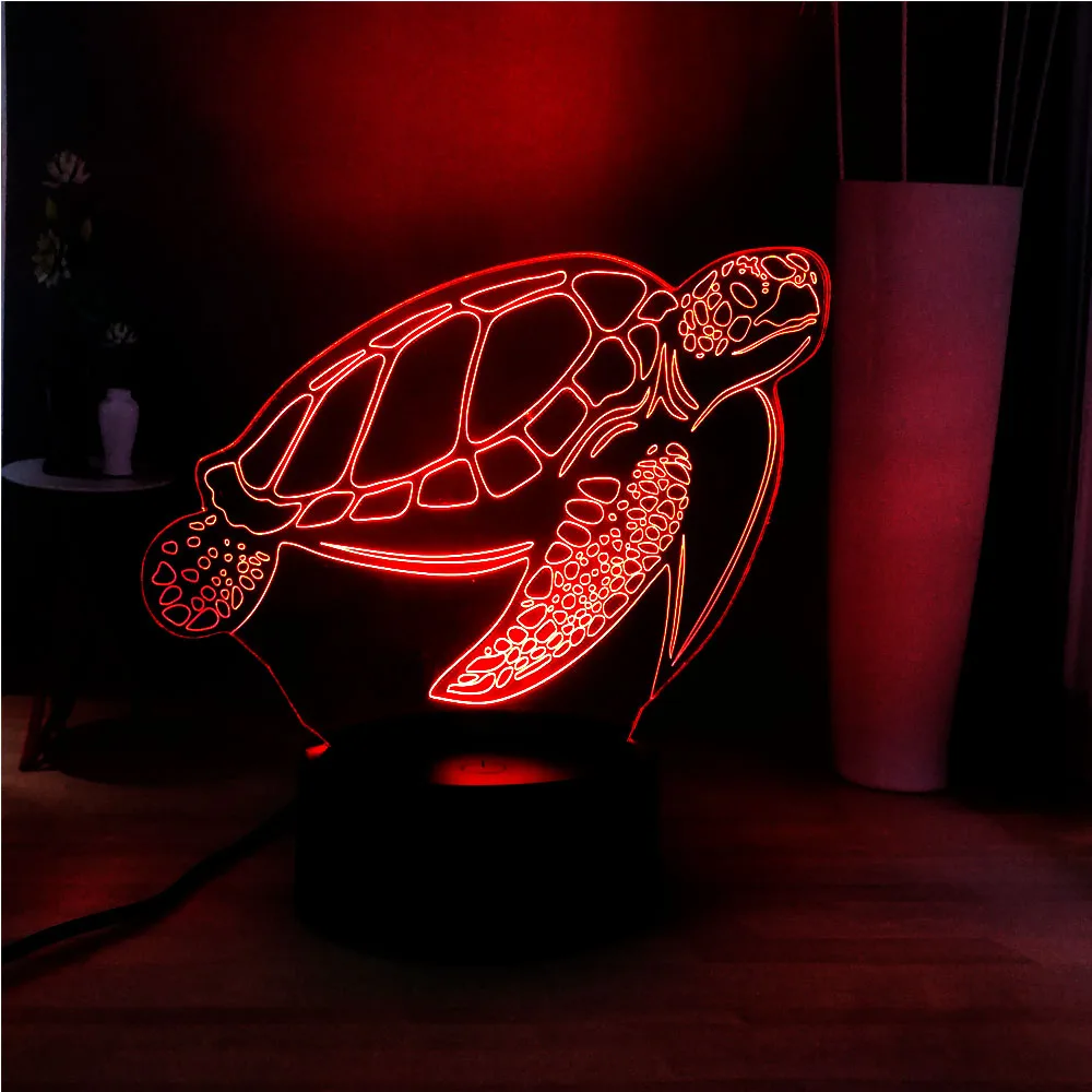 

Cute New Sea Turtle 3D LED Acrylic Panel Illusion RGB Home Bedside USB Remote Mood Light Holiday Kids Gift Prize Free Shipping