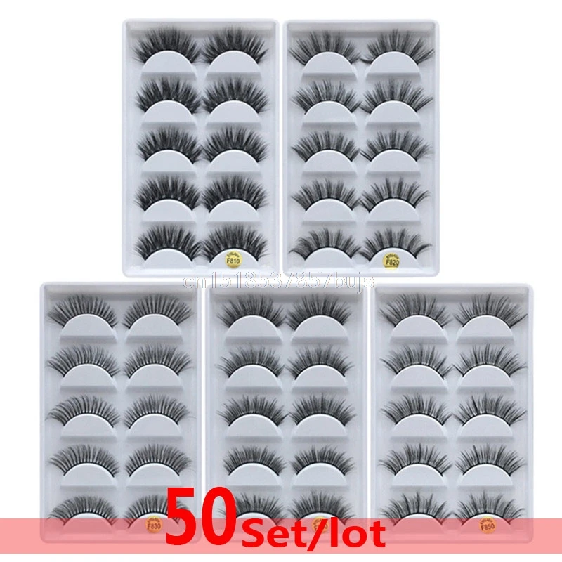 Conjunto de Cílios Feitos à Mão Quente Vison Natural Longo 3d Cílios Caixas Falsos Maquiagem Falso Chicote Atacado Dhl 50 4 Dhl quente 50 conjunto de cílios vison