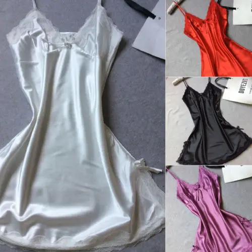 Сексуальная Женская шелковая ночная сорочка платье Babydoll рубашка ночное белье