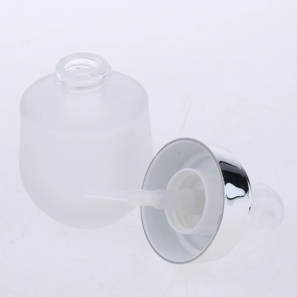 2 x Frosted Glass Refillable Pump Lotion Spray Bottle Makeup Container 30ml for Storaging the Cosmetic Liquids