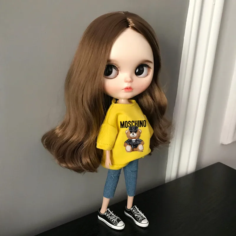 2 шт./лот Blyth Doll Одежда футболка+ джинсы модные штаны Одежда для куклы Барби, Azone, ob24, blyth, Kurkn 1/6 аксессуары для кукол