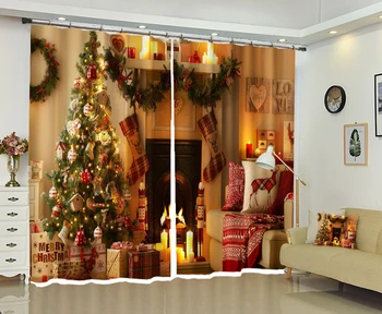 

Christmas gift 3D Window Curtain Blackout living room office Bedroom Cortina Drapes Rideaux Polyester fabric pillowcase print