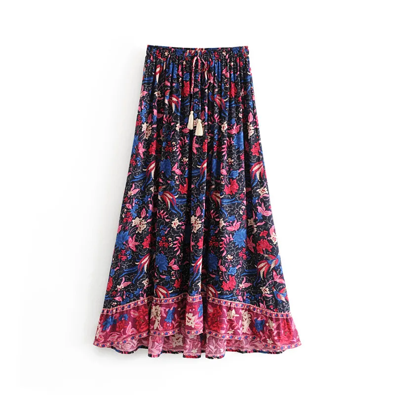 Женская длинная юбка Бохо с принтом богемные Свободные летнее пляжный отдых юбки