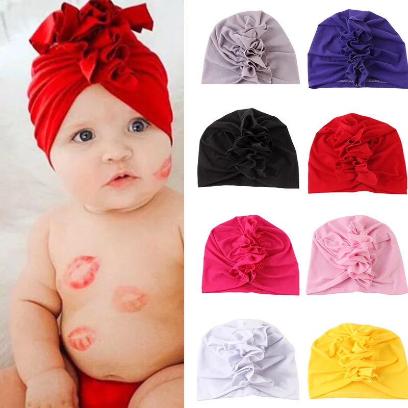 

Girls Cotton Soft Hats Top Knot Turban Fabric Baby Girl Summer Beanies Hats Kids Boy Cap for Little Girls Children Turban