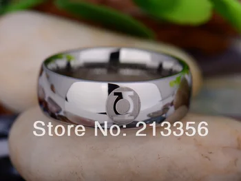 

Free Shipping UK Russia Brazil USA Hot Selling 8MM Silver Dome Green Lantern Super Men's Fashion Tungsten Carbide Wedding Ring