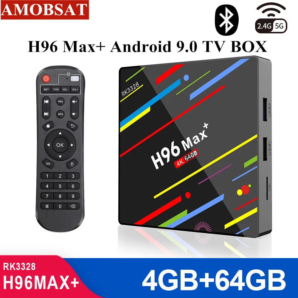 H96MAX Plus Smart TV BOX Wireless Android 9.0 IPTV BOX 4K Media Player 4GB 64GB H96 Max + WIFI 2.4G 5G IPTV Set Top Box USB3.0