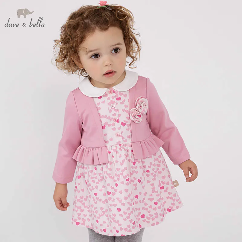 Dave Bella Весна младенческой для маленьких девочек модное платье Цветочный День рождения платье дети малыш детская одежда DBM7303