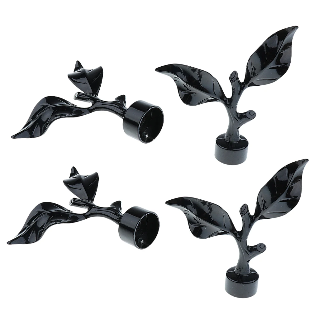 4PCS 28m Curtain Panel Rod End Cap Finial Head For Home Window Decor Black