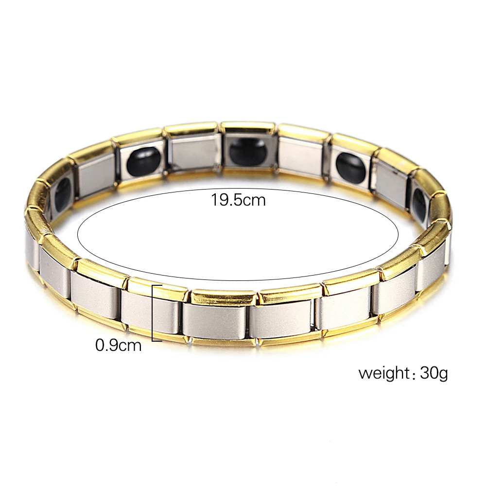 

Healing Magnetic Bracelet Men/Woman Stainless Steel Charming Bracelets 3 Health Care Elements Gold Silver Bracelet Hand Chain