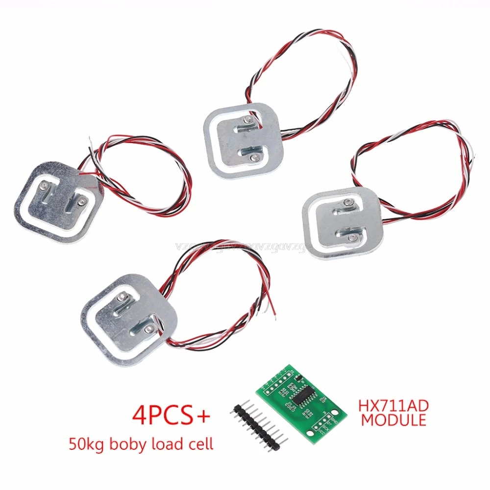

Weight Sensor 4pcs 50kg Human Scale Load Cells HX711 AD Module Kit Resistance Strain Pressure Measurement Tools F20 19 Dropship