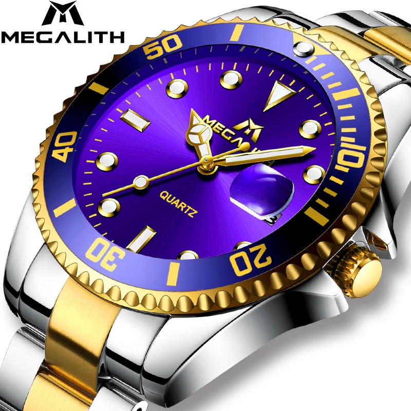 

Relojes Hombre 2018 New MEGALITH Mens Watches Top Brand Luxury Steel Strap Business Casual Quartz Watch Men Waterproof Man Clock