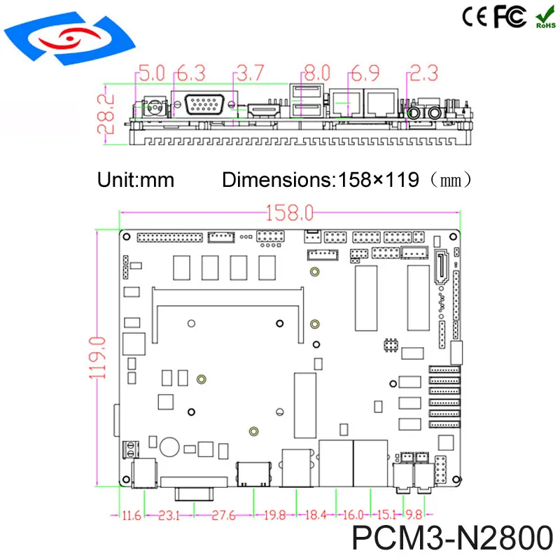 Новая плата мини ноутбук материнская плата Intel Atom N2800 Мини ПК многопортовая Промышленная материнская плата