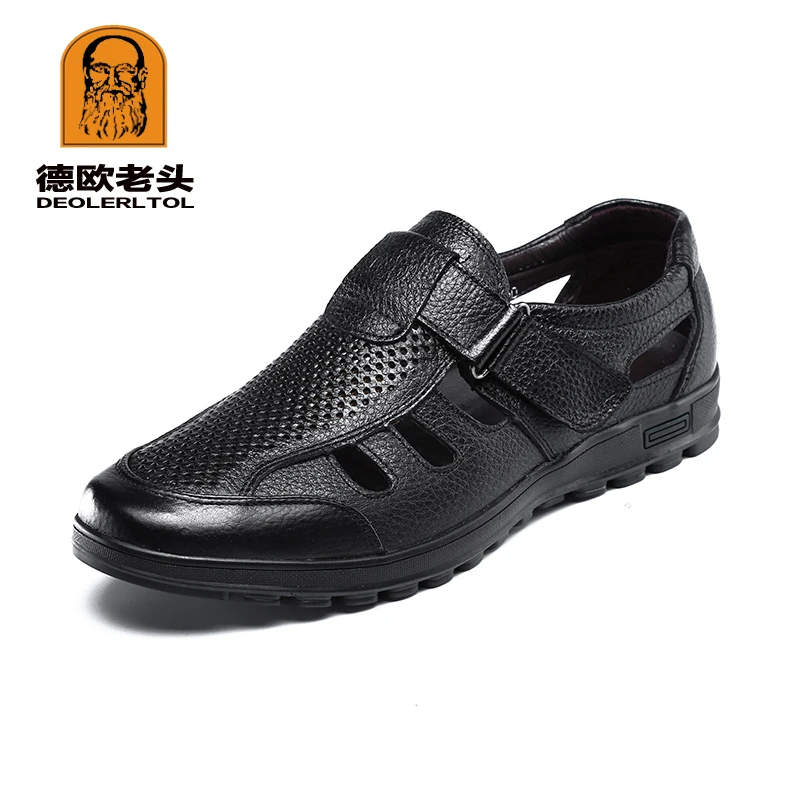 2019 Summer Men's Genuine Leather Sandals Soft Leather Anti-Slip Sandals for Man Fisherman Casual Sandal Shoes