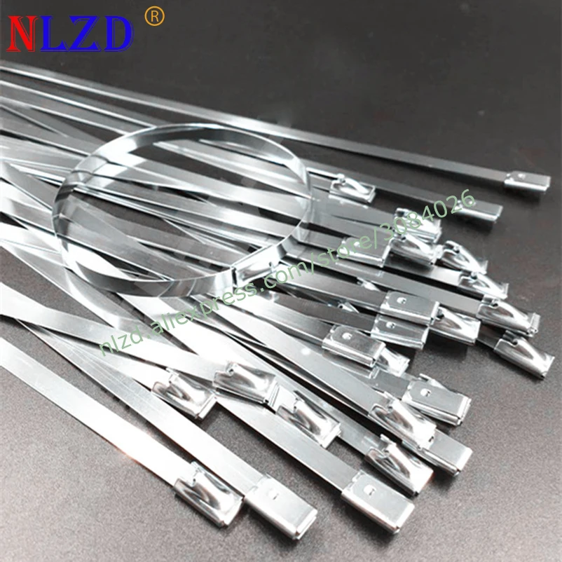 

50Pcs S201 Stainless Steel Metal Cable Tie width 7.9mm Zip Strap Locking Exhaust Pipe Header 150mm-700mm 400mm 450mm 500mm