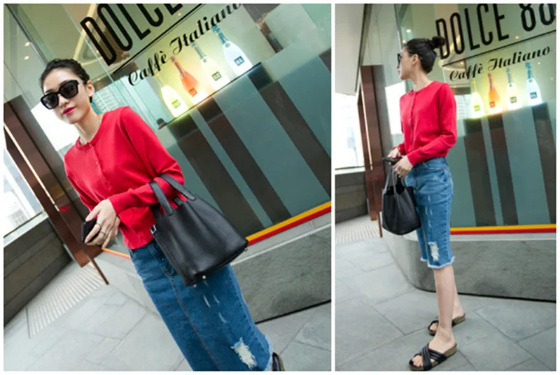 Bolsos Mujer Women's Bucket Bags For Female Bag Genuine Leather Brand Designer Ladies Crossbody Messenger Bags Top Luxury Bucket (6)