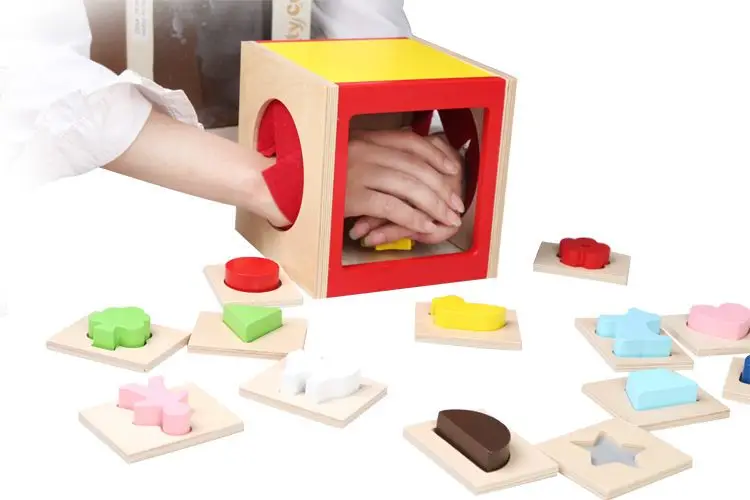 

MamimamiHome Baby Wooden Toys Hands And Brains Coordinate Montessori Enlightenment Toys Touch The Guess Building Blocks
