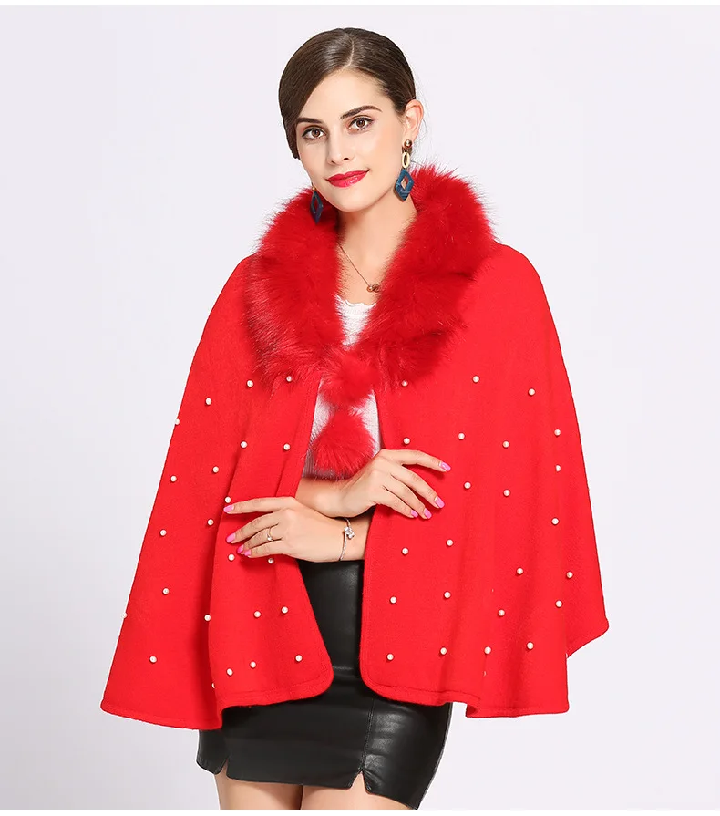 Элегантное красное пальто из искусственного меха женские весенние пончо и накидки мех женский кашемировый шарф-пончо плюшевое пальто верхняя одежда кардиган Женское пальто