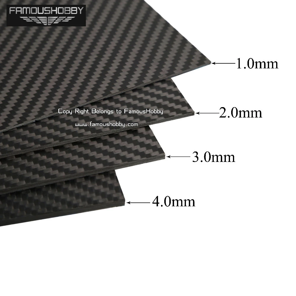 Famoushobby FCRP034 1 шт. 3 к полный углеродного волокна саржевого переплетения глянцевая матовая поверхность пластина панель лист для Drone наборы
