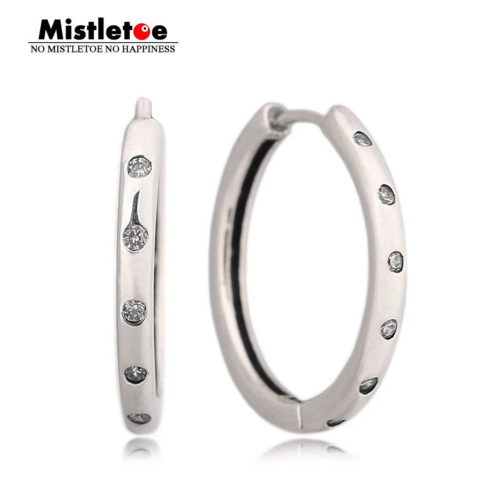 

Authentic 925 Sterling Silver Droplets Hoop Earrings, Clear CZ Compatible with European Jewelry