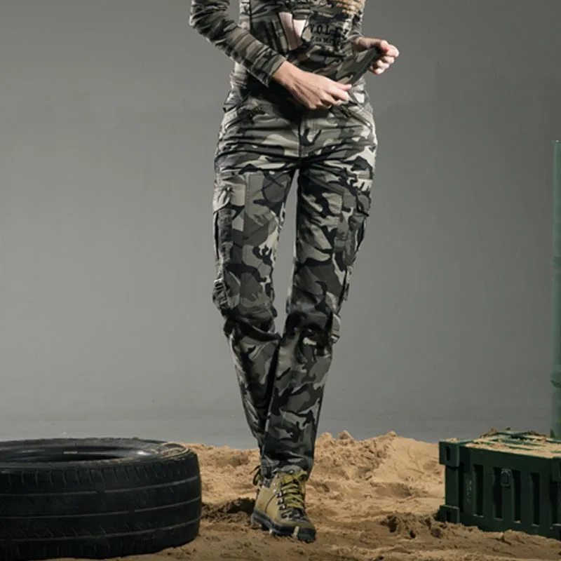 

Freearmy Autumn Pants Women 2018 Cotton Straight Trousers Slim Military Camo Jogging Pants Casual Camouflage Pants & Capris