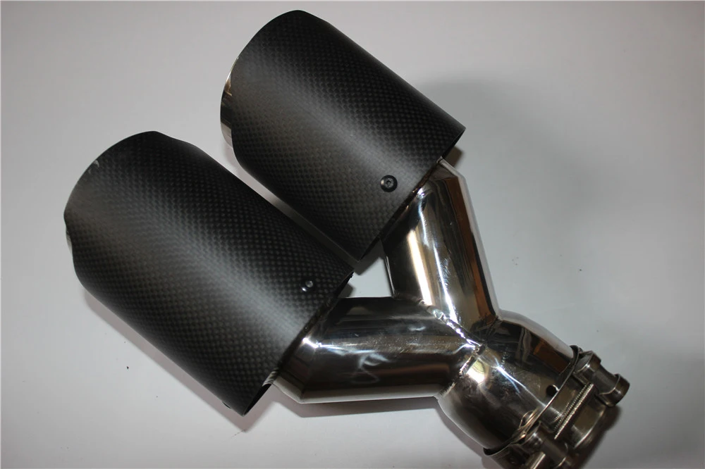 2 шт. Inlet63mm-Outlet101mm двойной AK углеродного волокна выхлопной наконечник глушитель для BMW для VW для Benz без логотипа