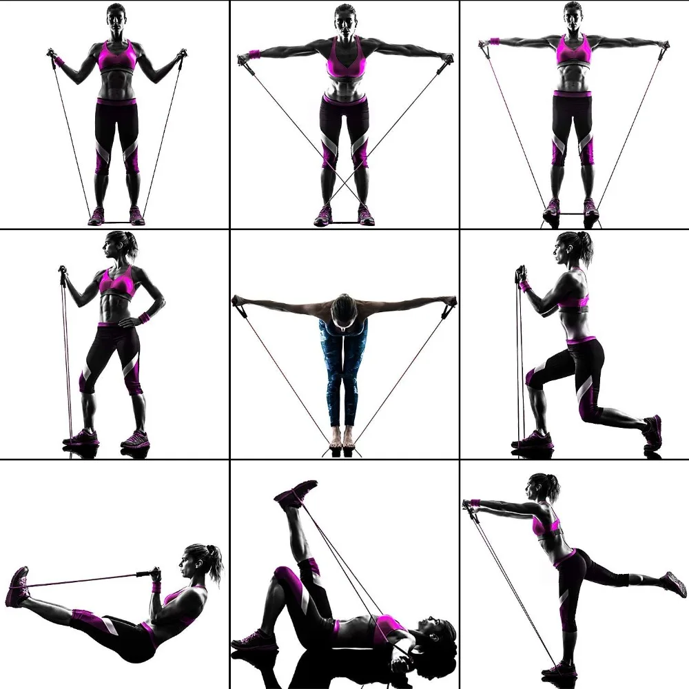 11 Pcs Resistance Band Set  Gym Strength Training Rubber Loops Band Workout Fintess Exercise Bands Door Anchor Ankle Strap
