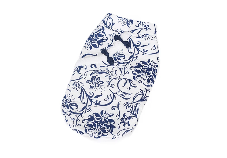 Exotic China Style Blue and White Porcelain Print Pet Clothes Thermal Thickened Size Winter Pet Coat for Small Dogs Dropshipping (2)