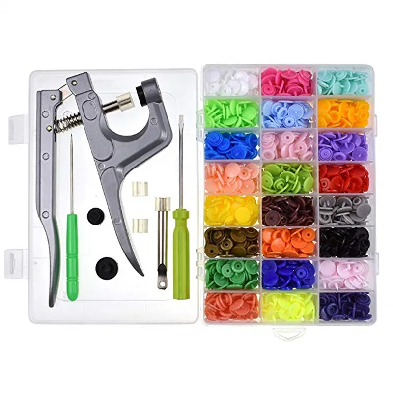 

360pcs 24 Colors Resin Buttons Press Stud Cloth Press Pliers Tools Set Fastener Snap Pliers Sewing Tool Craft Kit with Organizer