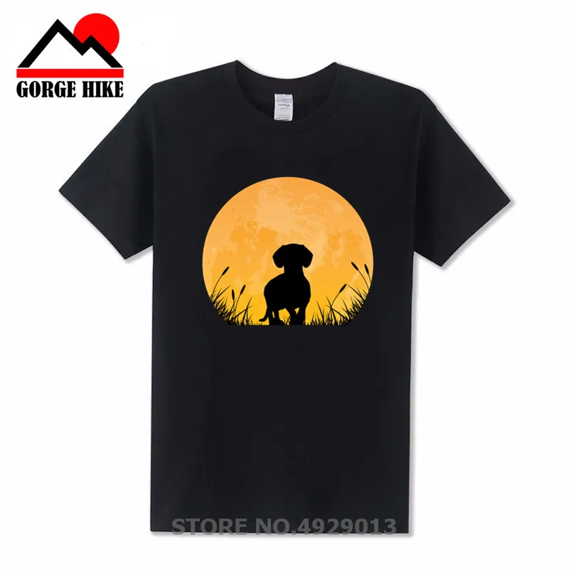 101 Новинка dusk Dachshunds Dog футболка Летняя модная мужская с закатом Забавные топы