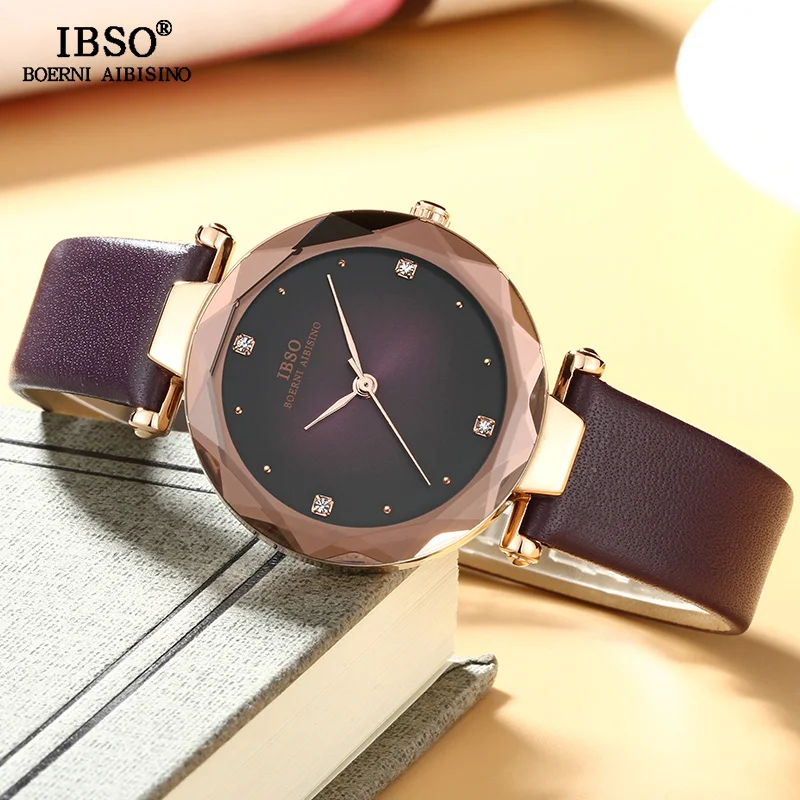 IBSO брендовые роскошные женские наручные часы с кожаным ремешком Montre Femme модные женские кварцевые часы женские часы Relogio Feminino