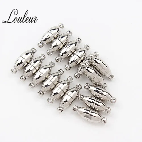 

LOULEUR 10pcs/lot Leather Cord Rhodium Copper Magnetic Clasp 6*18mm Jewelry Findings Clasp DIY Accessories For Jewelry