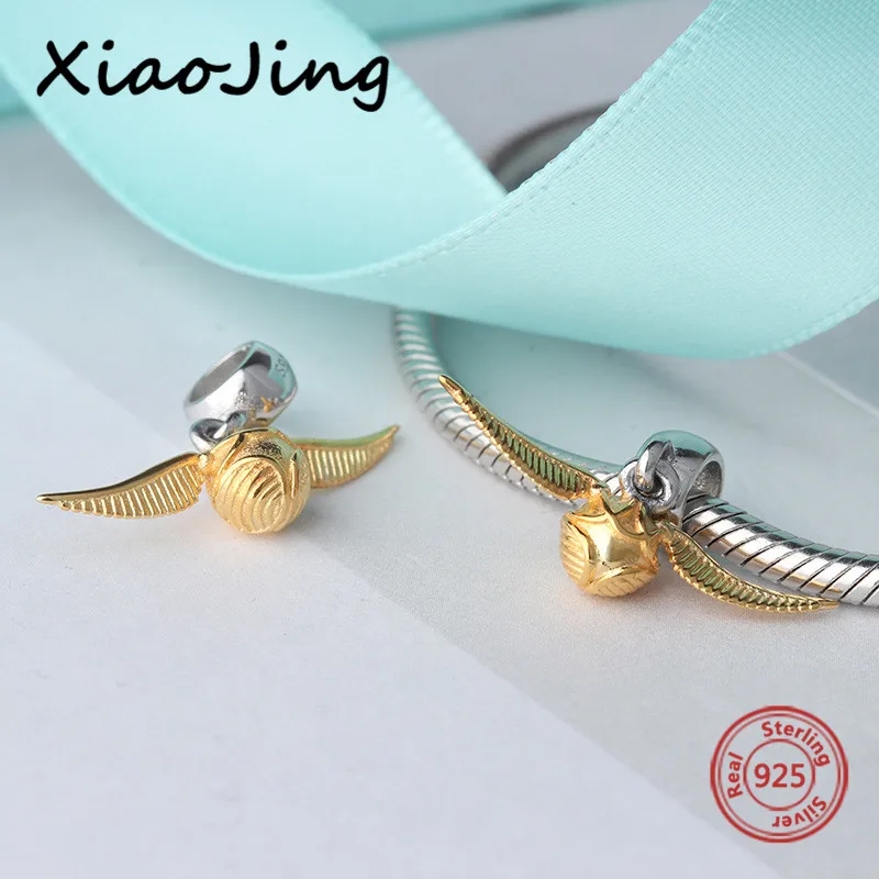 New design 925 Sterling Silver charms Golden Snitch Beads Fit original Pandora Bracelets Pendant diy Jewelry making 925 Gifts