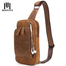Новинка мужские нагрудные сумки из натуральной кожи на одно плечо Высокое качество Crazy Horse воловья сумка через плечо маленький размер