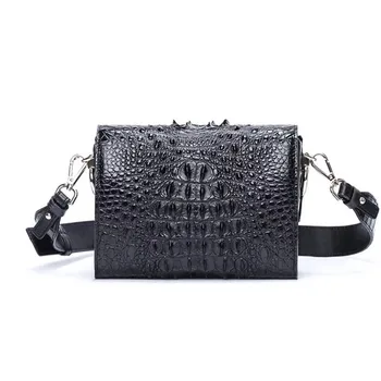 

Fancy Genuine Crocodile Skin Women Mini Purse Lady Wide Shoulder Strap Box Bag Real Alligator Leather Female Blue Messenger Bag