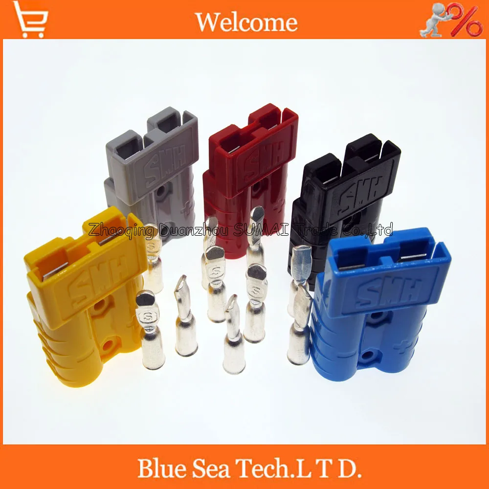 3 Sets 2P 50A 600V Power Connector Battery Plug + terminal Contacts For