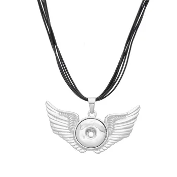 

10pcs/lot 18mm Snap Button Necklace Angel Wing Pendant Necklaces Jewelry Silver Plated Alloy Women's Best Friend Gift