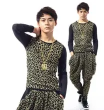 Leopard Slim dance mens t shirts fashion 2015 t shirt Set camisetas masculinas famous brand t shirts men clothes Customizable женская футболка 3d 2015 t emoji t camisetas flowers