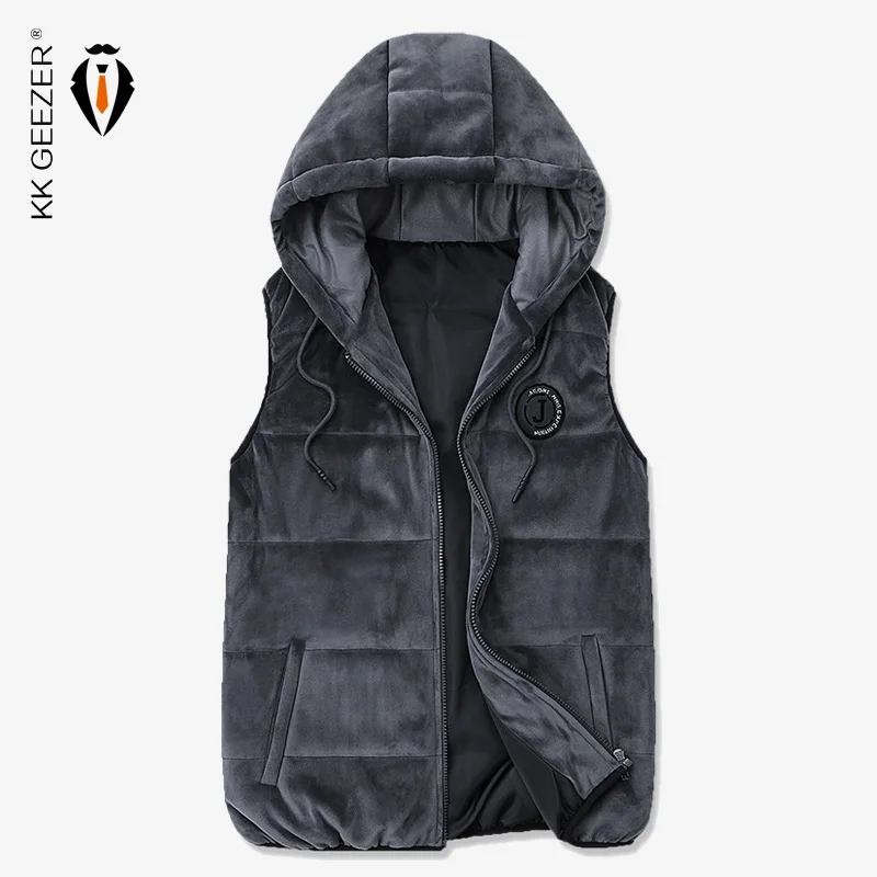 

Mens Vests Jackets Pleuche Streetwear Overcoats Fashion Sport Winter Casual Sleeveless Jacket High Quality Men Thick Windbreaker