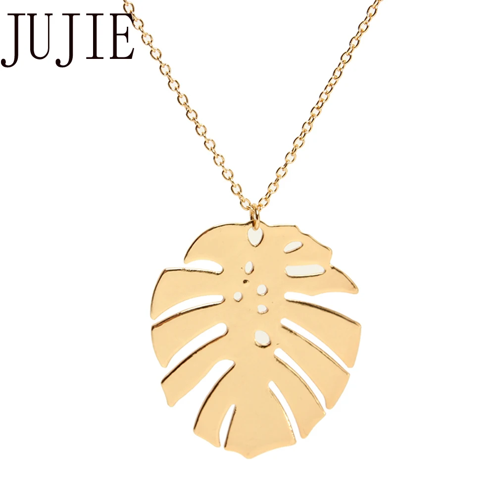 

JUJIE Fashion Simple Personality Leaf Necklaces Pendant For Women 2019 Choker Casual Plant Necklace Jewelry Dropshipping