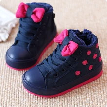 2016 winter boots snow shoes girl point bow girl cute baby shoes baby shoes children’s sports shoes size 24~37