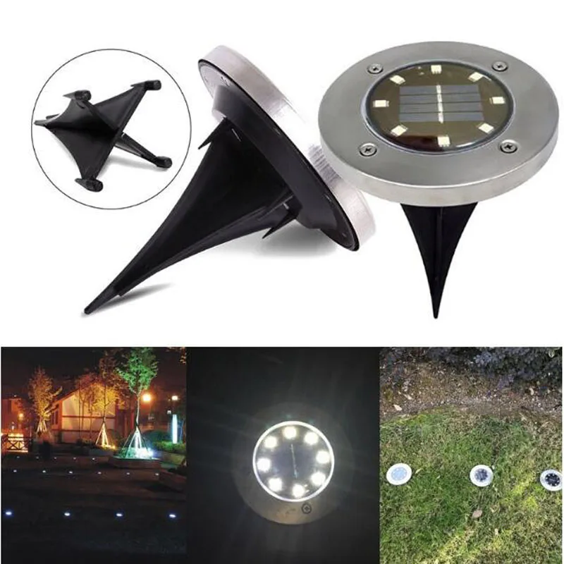 8 LED Solar Supply Light Power Buried Light Under Ground Lamp Outdoor Garden Pathway Decoration LED Lawn Porch Lamps