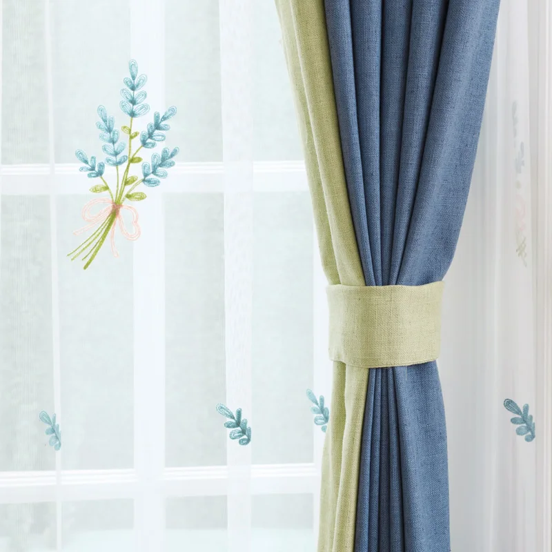 

Modern Blackout Curtain Fabrics For Living Room Blue Window Treatments Linen Drapes Solid Curtain Designs Thick Blinds Custom