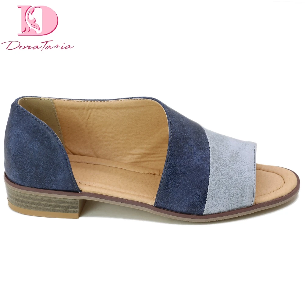 

Doratasia Chic hot Summer chucky heels Fashion Plus Size 46 slip on Sandals Women shoes comfort leisure patchwork Shoes Woman