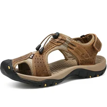Новая мужская обувь мужские сандалии из натуральной кожи Летняя мужская обувь пляжные сандалии мужские модные уличные повседневные кроссовки размер 46