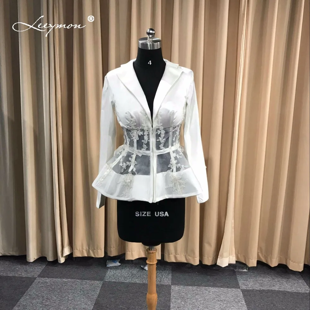 Leeymon Made Sexy Long Sleeves Cocktail Dress Elegant lace Two Pieces Cocktail dress for Formal Party Dress