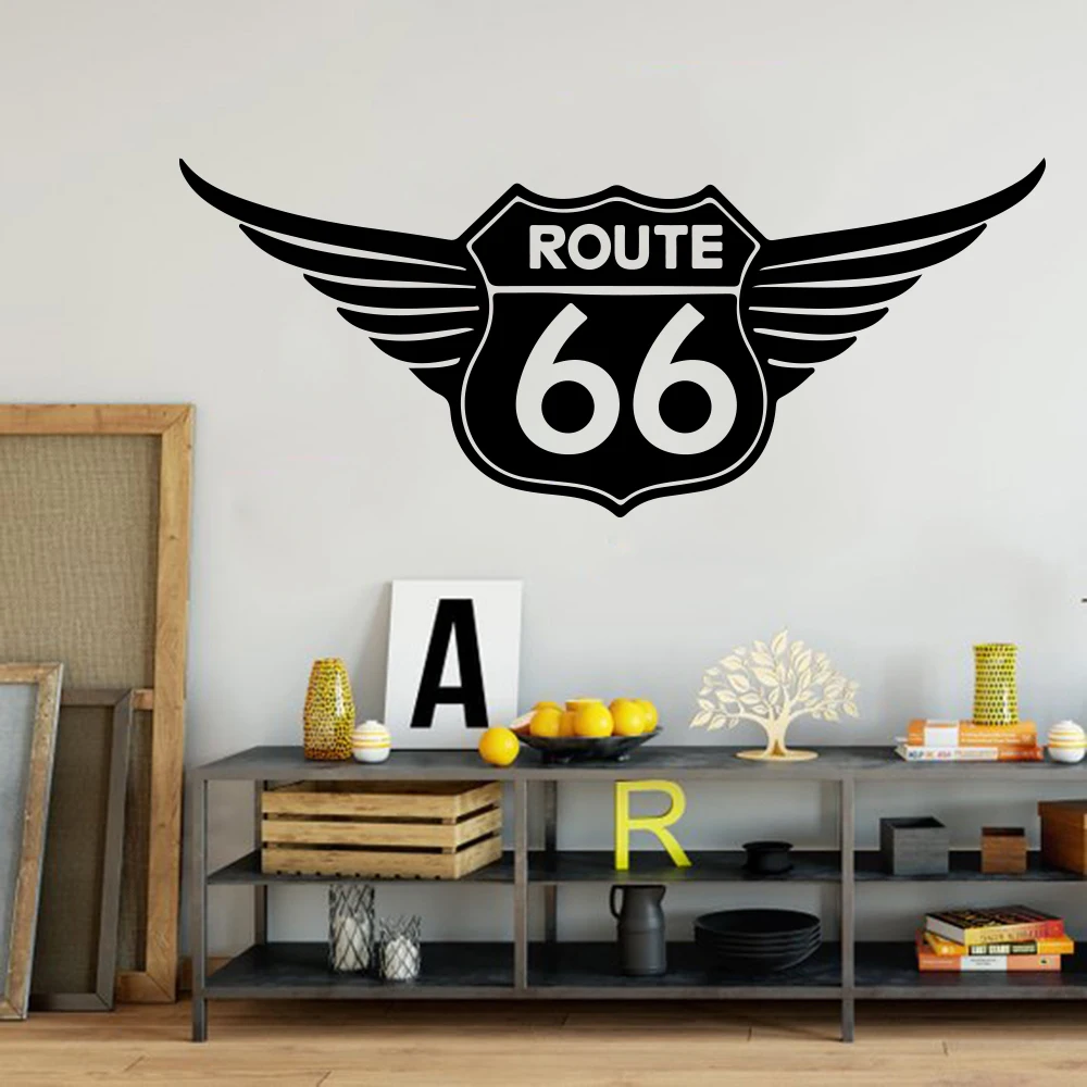 Route 66 знак крыло стены автомобиля ноутбук наклейка Garage Compute Fly Route 66 номер дорожный автомобиль окно стены стикеры виниловая наклейка